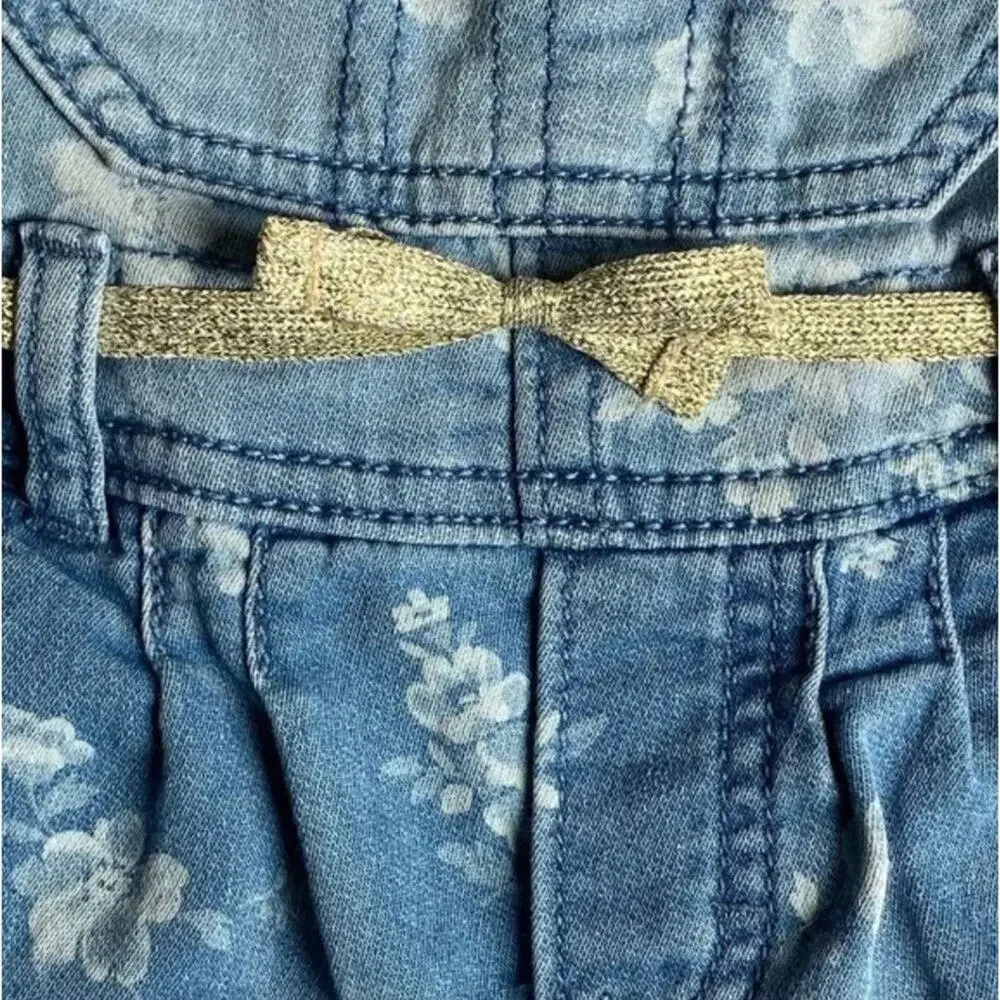OshKosh B'Gosh Overalls Infant Girls Size 6 Months denim jeans Pants Gold Belt F